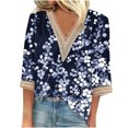 thumbnail image 2 of Sokhug Womens Summer Tops 2026 Dressy Casual Lace V Neck 3/4 Sleeve Shirts Trendy Printed Crochet Blouses Cute Boho Outfits, 2 of 5