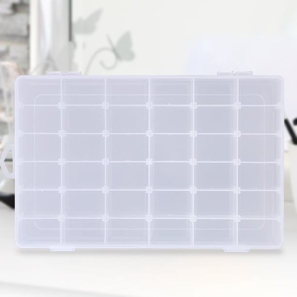 Caja de almacenamiento de plástico con 36 compartimentos ajustable, caja para pendientes de joyería (transparente)