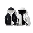 thumbnail image 3 of Christmas Clearance Ofreoo Men's Stitching Drawstring Hooded Slim Fashion Jacket Coat Outwear, 3 of 9