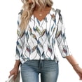 thumbnail image 5 of Womens Tops 3/4 Sleeve Dressy Casual Shirts Fall Outfits Travel Vacation Plus Size Spring Clothes Mint Green M, 5 of 5