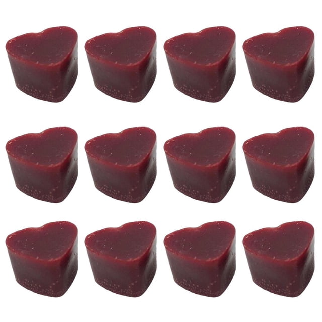 GUOOL 12 Pcs/Pack Heart Shaped Candle , ,High Concentration ,Handmade Soy Block for Children Candle Making Bees - Red