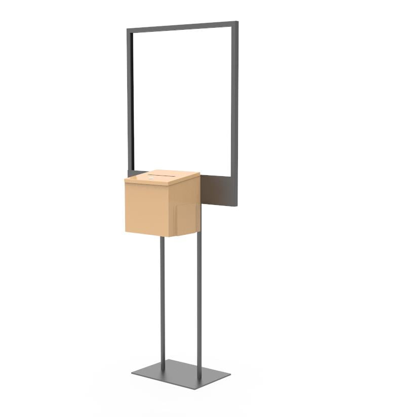 Metal Donation / Ballot Box With Stand - Lockable Suggestion Box For Charity, Voting, Events (Black)