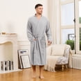 thumbnail image 5 of Vulcanodon Mens 100% Cotton Robe，Soft Lightweight Long Spa Bathrobe for Men (LIGHT GREY, 3XL/4XL), 5 of 7