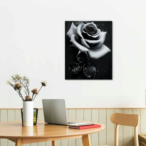 Framed Vintage Floral Wall Art Set Of 2 – Black Frame, Colorful Retro Flowers, 16x20 Inches