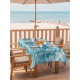 thumbnail image 2 of Outdoor Tablecloth with Umbrella Hole for Patio/Picnic/Party/Camping, Teal Coastal Waterproof Table Cloth Rectangle Table Cover Washable, Summer Ocean Sea Waves Starfish Corals (54"x 80"), 2 of 8
