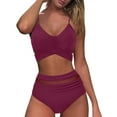 thumbnail image 3 of vigerkar Bikini Set for Women Two Piece Swimsuit Crew Neck Top Spaghetti Straps Cross Back Lace up Mid Rise , L, 3 of 6