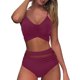 thumbnail image 3 of MKLEKYY Trajes De Baños Women Mesh High Waisted Bikini Sexy Push Up Two Piece Swimsuits Vintage Swimsuit Two Piece Retro Ruched High Waist Print Bikini Set, 3 of 6