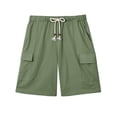 thumbnail image 4 of GENTS BLISS Cargo Men Linen Shorts Elastic Waist Drawstring Shorts for Men Summer Beach Shorts with Pockets, 4 of 12