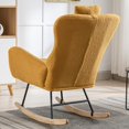 thumbnail image 6 of 35.5" Rocking Chair with Pocket, Soft Teddy Fabric Rocking Chair with Comfy Wing Back, Glider Rocker Chair  with Safe Solid Wood Base for Living Room Bedroom Balcony, Yellow, 6 of 9