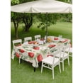 thumbnail image 4 of Outdoor Tablecloth with Umbrella Hole for Patio/Picnic/Party/Camping, Red Strawberry Waterproof Table Cloth Rectangle Table Cover Washable, Summer Fruits Farmhouse Leaves Floral Retro (60"x 84"), 4 of 8