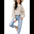 thumbnail image 1 of Suéter Holgado de Otoño para Mujer, Moderno Jersey de Punto A Rayas con Mangas Murciélago y Bloques de Color. Lechoso M, 1 of 6