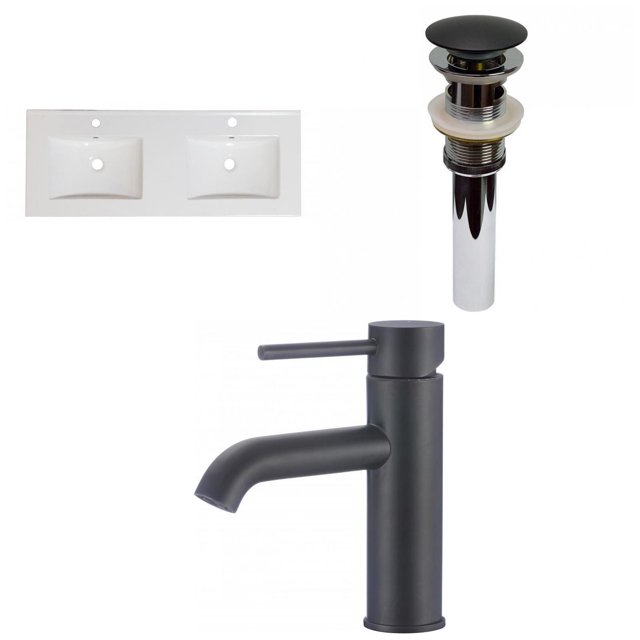 American Imaginations 48-in. W 1 Hole Ceramic Top Set In White Color - Overflow Drain Incl. AI-32675