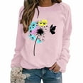 thumbnail image 2 of Aobny Thermal Fall Tops Women Crew Neck Pink Long Sleeve Sweatshirts Pullover Floral Oversized Sweatshirt for Women,XXL, 2 of 5