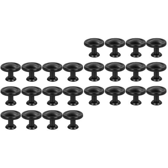 24 Pcs Black Round Door Knob Handles for Kitchen Cabinets, Wardrobe Pulls, Door Handles Set
