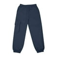 thumbnail image 5 of yardsong Boys Cargo Pants Elastic Waist Baggy Joggers with Multi Pockets School Uniform Pant Active Wear Streetwear Athletic Sweatpants Navy,6 Years, 5 of 8