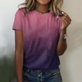 thumbnail image 1 of UANWENN Débardeurs d'Été Dégradés à Col Rond pour Femmes, Manches Courtes, T-Shirts d'Entraînement Décontractés, T-Shirts Amples à Manches Longues pour Femmes, 1 of 3