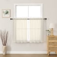 thumbnail image 2 of MKHILL 36 Inch Short Sheer Curtains 2 Panels Set, 42x36 Light Filtering Voile Drapes for Laundry RV Bedroom Small Window, Rod Pocket Panels, Each 42" W x 36" L, Cream, 2 of 8