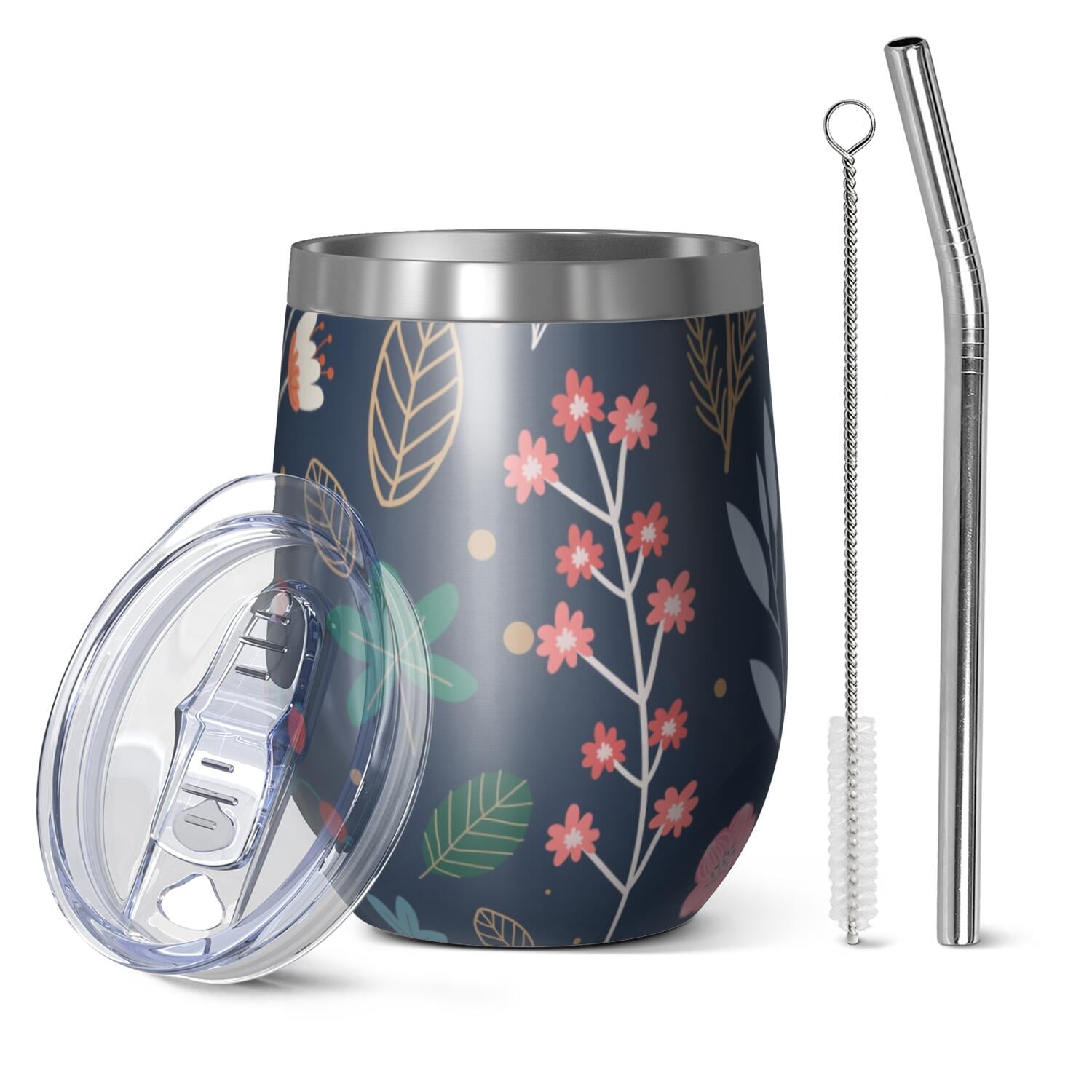 Modern 12oz Stainless Steel Insulated Wine Tumbler with Lid and Straw – Double Wall Vacuum Mug for Hot & Cold Drinks, 304 Steel Interior, Sweat-Free Design