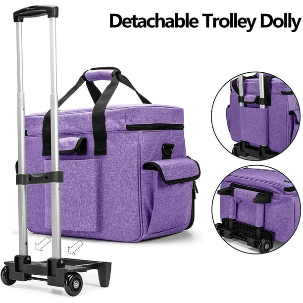 Sewing machine tote store with wheels