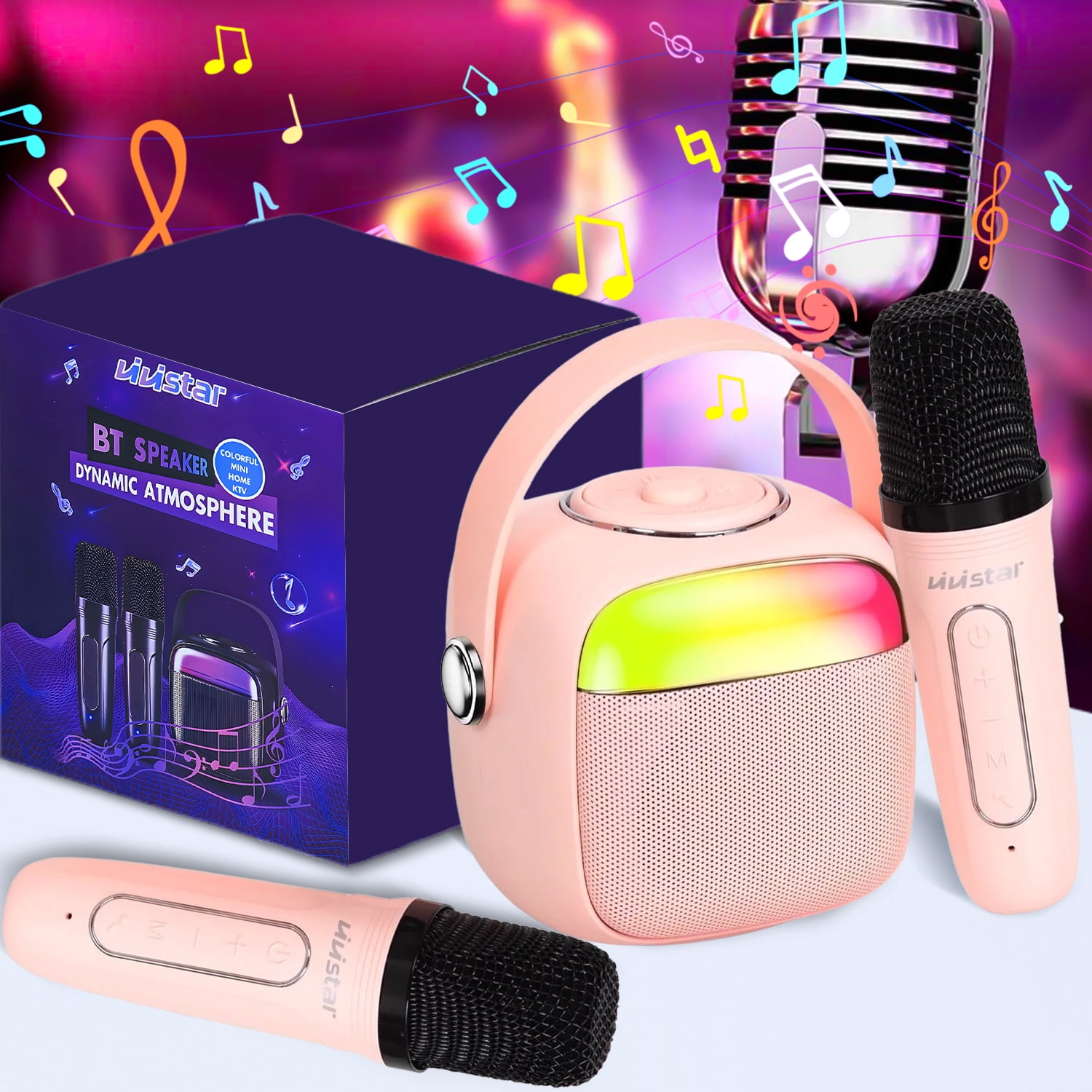 VIVISTAR Unisex Karaoke Machine for Kids with Two Wireless Microphones