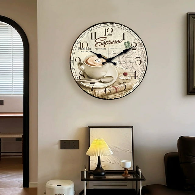 TIMIFIS Wooden Wall Clock, Home Decor Novelty Wall Clock 12 Inches Wooden Clock Personalized Wall Decoration Fashion Clock Silent Decorative Clock Home Decorations