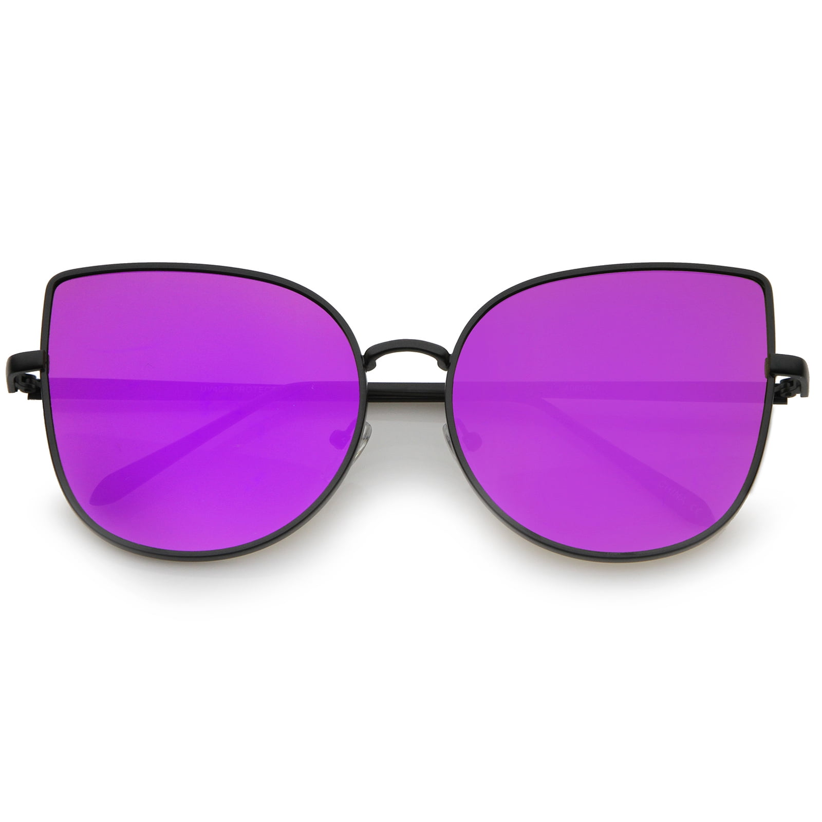 NWT Women\'s Sunglasses Collections Mirrored Lens Cat Eye Sunglasses Black Narrow Acetate Cat-Eye Mirrored Sunglasses with Blue  main image 2