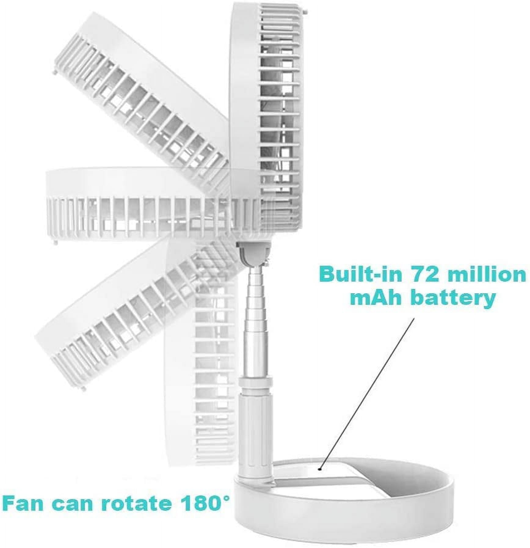 Uervoton Multi-Use Portable Rechargeable Standing Fan 4 Speeds Adjustable with Remote for Home Office Outdoor Camping Tent Travel（White）