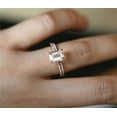 thumbnail image 4 of SKJEWELLERS Emerald Cut Solitaire Morganite Bridal Set Ring 925, Sterling Silver, 14k Rose Gold Finish, 4 of 6