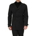thumbnail image 1 of Abrigo de hombre Inspire Chic, de doble botonadura, con solapa, abrigo tipo trench con cinturón, negro, talla L, 1 of 7