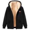 thumbnail image 4 of GaThRRgYP Plush Women's Fluffy Coat for Winter,Women's Fashionable Printed Fleece Hooded Sweatshirt Jacket Black M, 4 of 8