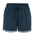 thumbnail image 4 of vigerkar Womens Casual Shorts Comfy Elastic Waist Drawstring Pocket Shorts Pants Navy, S, 4 of 9