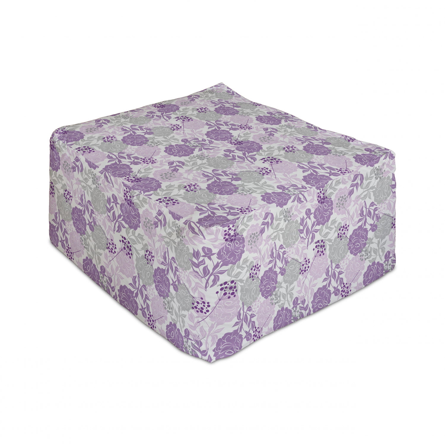 Abstract Botanical Art Pattern of Continuous Blossoming Flowers Print Ambesonne Pastel Rectangle Pouf 25 Blue Baby Pink and Purple Under Desk Foot Stool for Living Room Office Ottoman with Cover