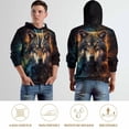 thumbnail image 6 of LAOLIUSN Men’s 3D Wolf Hoodie All Over Print Pullover Hooded Sweatshirt, Galaxy Moon Wolf Pack Graphic, Soft Stretch Polyester Spandex, S-4XL, 6 of 7