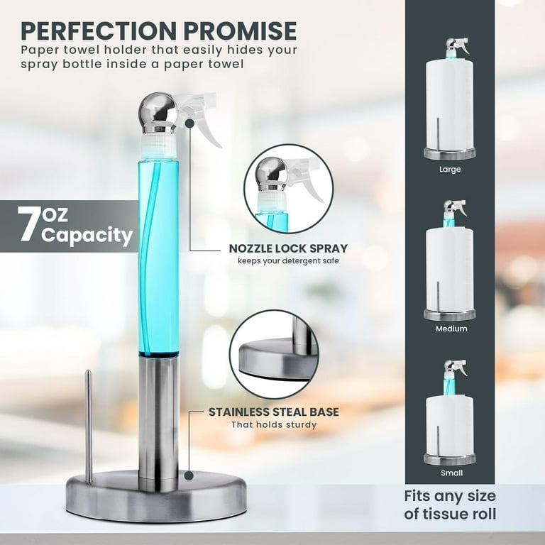 Everyday Solution Paper Towel Holder with 7oz Spray Bottle
