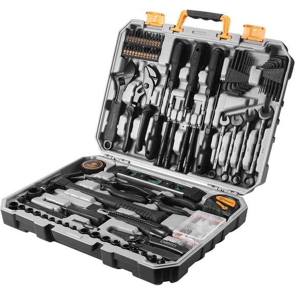 Open Box Tool Kit Set Box for Home: DEKOPRO Household with Drill Wrench Socket Basic Hand Tools Sets for Men Car Repair Mechanic Tool Kit Set Automotive with Plastic Tool Box 178 Piece (B Grade)