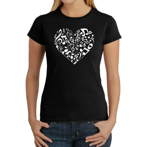 Women's Word Art T-Shirt - Heart Notes