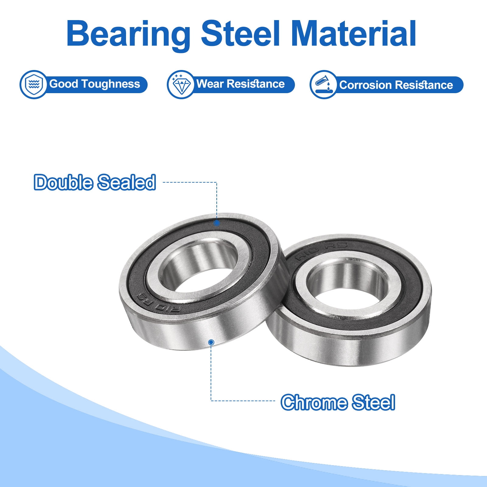 8 Pack R10-2RS Deep Groove Ball Bearings 5/8" ID x 1-3/8"" OD x 11/32" Height  ABEC3