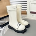 thumbnail image 6 of LYHao Stylish Leather Ankle Boots For Girls Easy Back Zipper Closure Comfortable Winter Footwear For Toddlers And Kids Everyday Casual And Outdoor Wear ,Girls Boots Sizes 3 White(11.5-12 Years), 6 of 6