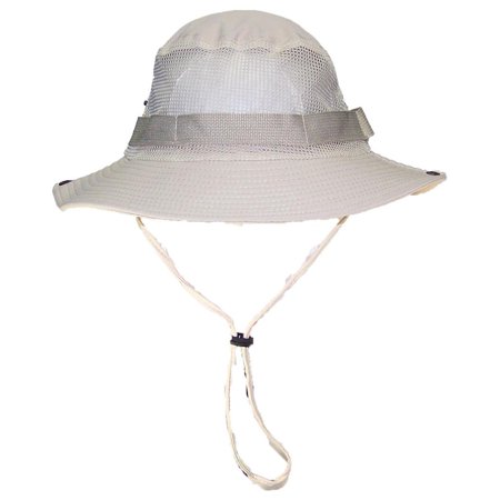 Hat Cap Snap - Tropic Hats Adult Boonie Cap W/Mesh Ventilation & Snap Up Sides (One Size) - Beige