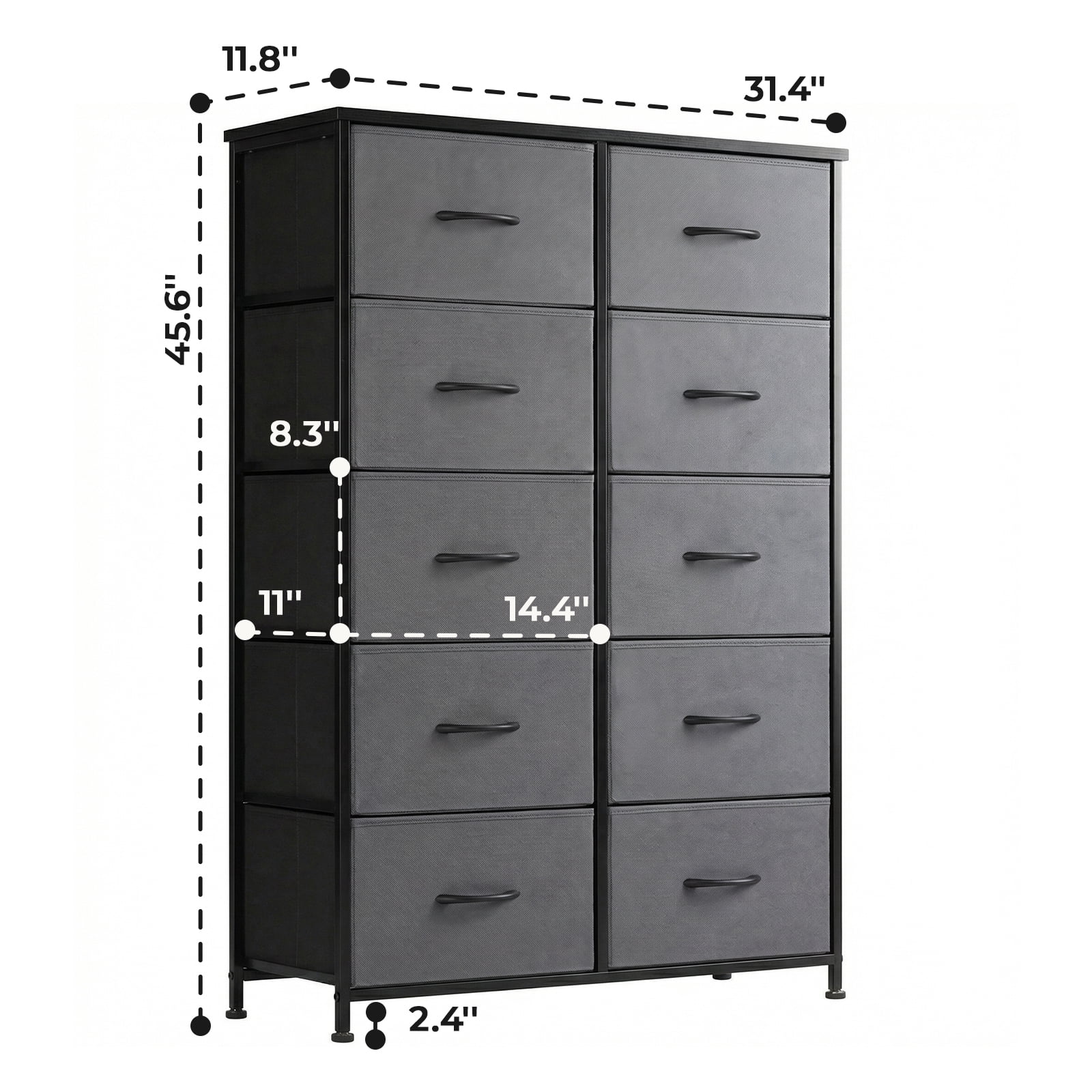 Alvantor Tall Dresser Fabric Storage Tower ,Wooden Top for Kid Room, Closet, Entryway, Nursery
