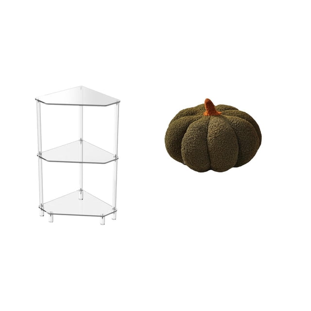 Mesa auxiliar de esquina,Mesa auxiliar de esquina de acrílico de 3 niveles,Almohadas de calabaza de Halloween,Almohadas de calabaza de Halloween Decoración del hogar Suave,Cojines de calabaza