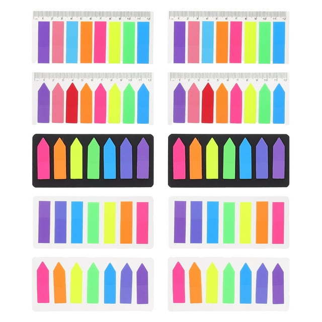 10 Sets Plastic Sticky Tabs Fluorescent Page Tabs Page Markers Book Annotation Tabs