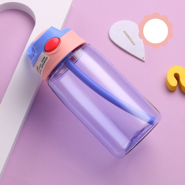 Typpkmm Water Bottle with Straw Kids Girls Portable Travel 480ml