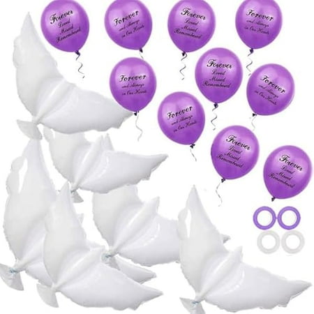 WEEKS 26 Pieces Purple Memorial Funeral Remembrance Balloons and 41.3 Inch Peace Dove Balloons for Release in Sky,Condolence, Funeral, Anniversary, Memorial Services