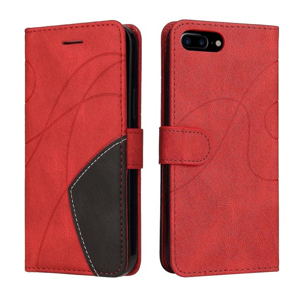 IyLTCO Iphone 8 Plus/iphone 7 Plus Case Card Pu Holder Leather Cuir Wallet Flip Cover - Red