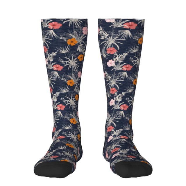 Fotbe Hawaiian Style Calcetas Divertidas Estampadas para Hombre y Mujer, Calcetas de Algodón hasta la Rodilla para Caminar, Correr, Enfermería y Embarazo