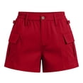 thumbnail image 4 of ITSAME Womens Cargo Shorts Elastic Waist with Pockets Lightweight Summer Casual Fashion Shorts Red Size S, 4 of 5