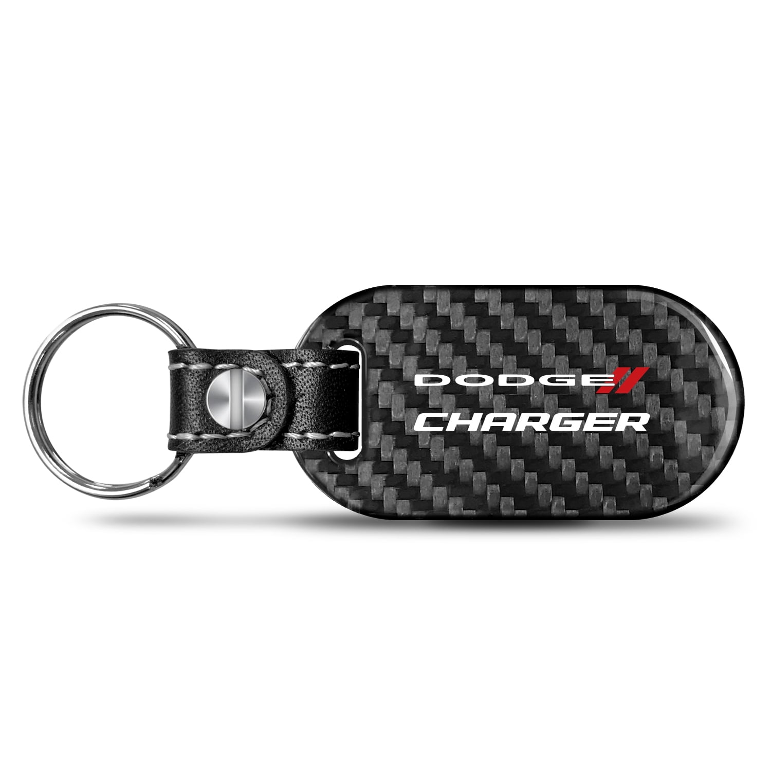 Dodge Charger 100% Real Carbon Fiber 3 mm Thick Tag Style Key Chain Keychain