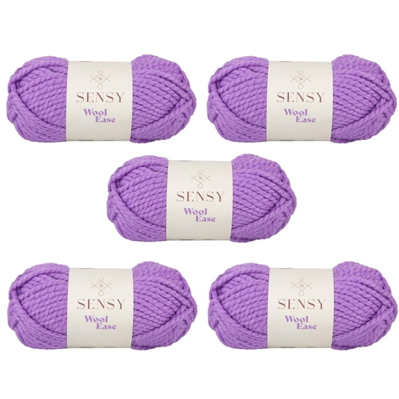 5 Skeins of Sensy Wool Ease Yarn, 3.5 oz, 66 Yards, Gauge 6 Super Bulky (Lilac)