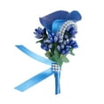 thumbnail image 3 of Boutonniere de boda, Boutonniere de flores, Boutonniere artificial elegante, Pin de traje de broche para aniversario, Día de San Valentín Azul, 3 of 9